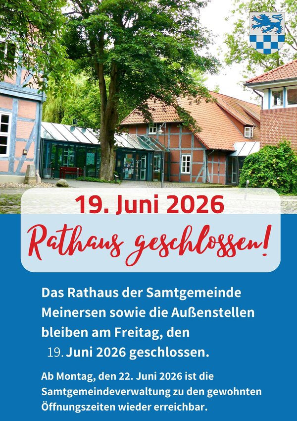 Bild vergr&ouml;&szlig;ern: Info_Rathaus geschlossen_19. Juni 2026 (A4 Hochformat)